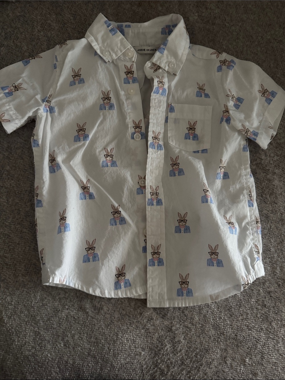 Janie and Jack bunny poplin shirt